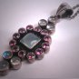 Vintage Moonstone Rubelite Tourmaline Lavaliere Pendant Necklace Victorian Art Deco Style