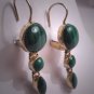 Vintage Malachite Victorian Style Earrings Gold Drops