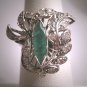 Antique Emerald Diamond Ring Vintage Art Deco Wedding Palladium 1930