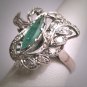 Antique Emerald Diamond Ring Vintage Art Deco Wedding Palladium 1930