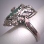 Antique Emerald Diamond Ring Vintage Art Deco Wedding Palladium 1930