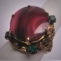 Antique Czech Burgundy Ruby Emerald Paste Ring Vintage Art Deco Victorian 1920