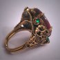 Antique Czech Burgundy Ruby Emerald Paste Ring Vintage Art Deco Victorian 1920