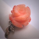 Antique Victorian Coral Ring Vintage Italian Floral