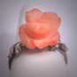 Antique Victorian Coral Ring Vintage Italian Floral