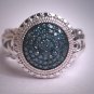 Vintage Blue Diamond Ring Wedding Art Deco Inspired Engagement