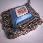 Antique Italian Micro Mosaic Sapphire Pendant Necklace Victorian Art Deco 1920