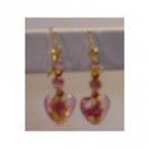 GoldFoil Lampworks Pink Heart Earrings