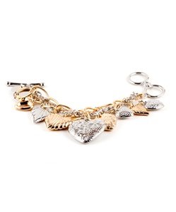 A26 - TWO TONE MULTI HEARTS BRACELET/