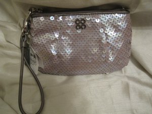BRAND NEW Coach Audrey Sequin Small Wristlet - Grey 45395 NEW