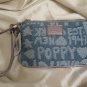 BRAND NEW Coach Poppy Denim Wordblock Wristlet Purse - Style #45520