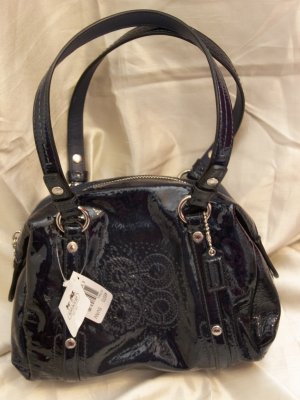 BRAND NEW Coach Audrey Patent Perforated Small Bag - Style 45570 - Navy-Silver