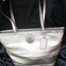COACH BRAND NEW SIGNATURE STRIPE STITCHED METALLIC TOTE - Style #18877
