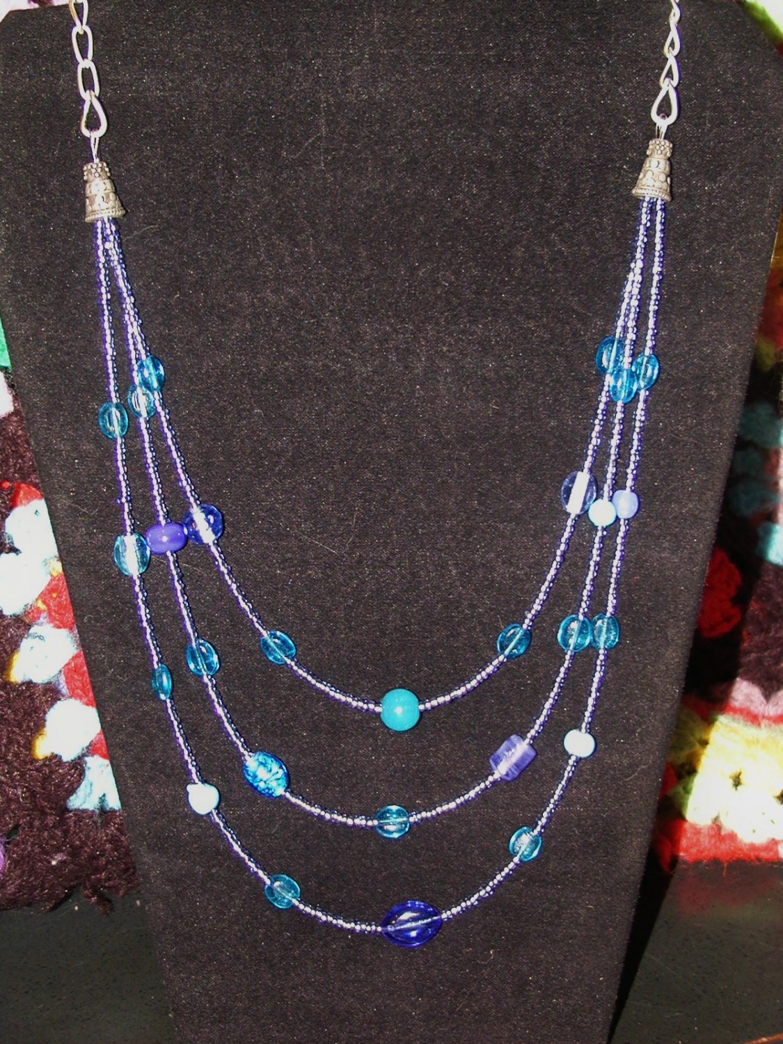 3 Strand Blue Necklace