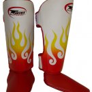 Twins Fancy Shin guards100% genuine leather FSG-7 (White Fire Flame)