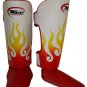 Twins Fancy Shin guards100% genuine leather FSG-7 (White Fire Flame)