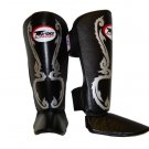 Twins Fancy Shin guards100% genuine leather FSG-10 (BLACK THAI ART)