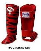 Twins Fancy Shin guards100% genuine leather FSG-2 (TIGER) MADE TO ORDER