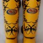 Raja Fancy Shin guards100% genuine leather (Yellow Tattoo) RFSP-1B-5-1