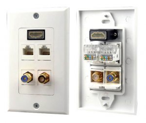 Pyle PHDM2RJRF1 - HDMI /Mono RCA Audio /Coaxial /Dual Ethernet Combo Wall Plate