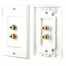 Pyle PHWP1 - Dual Post Binding/Banana Plug Wall Plate White (2 Posts/Polarity For 1 Speaker)