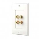 Pyle PHWP2 - Four Post Binding/Banana Plug Wall Plate White (4 Posts/Polarity For 2 Speakers)