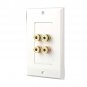 Pyle PHWP2 - Four Post Binding/Banana Plug Wall Plate White (4 Posts/Polarity For 2 Speakers)