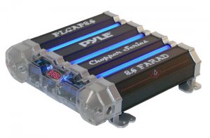 Pyle PLCAP8.6 - 8.6 Farad Quad Link Capacitor w/Blue Neon