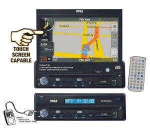 Pyle PLDNV74U - 7'' Motorized TFT Touch Screen DVD/CD/MP3 Player/AM/FM/SD USB/Built-In GPS/TTS w USA