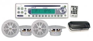 Pyle PLCD6MRKT - Waterproof Marine AM/FM/CD Player Receiver W/ 4 X 5.25'' Speakers & Splash Proof Ra