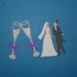 3" Bride , Groom and Champaign Glasses