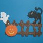 Halloween Fence, Jack o Lantern, Cat and Ghost Scene