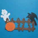 Halloween Fence, Raven, Ghost and pumpkin Scene