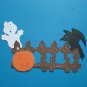 Halloween Fence, Raven, Ghost and pumpkin Scene
