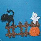 Halloween Fence, Pumpkin, Arched Cat and ghost Scene
