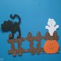Halloween Fence, Pumpkin, Arched Cat and ghost Scene