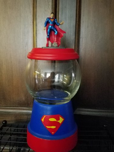 Superman Faux Gumball Machine, Candy Dish, Birthday Gift, Home Decor