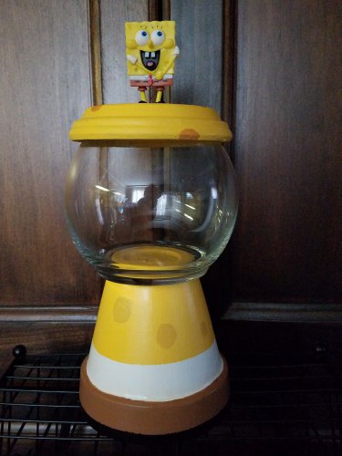 Spongeman Faux Gumball Machine, Candy Dish, Birthday Gift, Home Decor