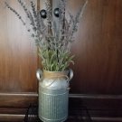 Rustic Farmhouse Galvanized Milk Can With Handles with Faux Lavender