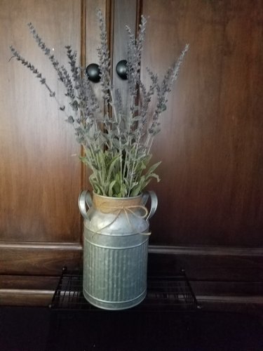 Rustic Farmhouse Galvanized Milk Can With Handles with Faux Lavender
