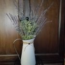 Metal Farmhouse White Milk Pitcher Vase with Faux Lavender
