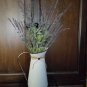 Metal Farmhouse White Milk Pitcher Vase with Faux Lavender