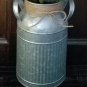 Rustic Farmhouse Galvanized Milk Can With Handles with cream berry and grass bush