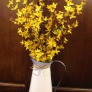 Metal Farmhouse White Milk Pitcher Vase with Faux Forsythia