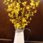 Metal Farmhouse White Milk Pitcher Vase with Faux Forsythia