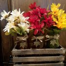Glass Bottles in Wooden Crate with Faux Mini Sunflowers