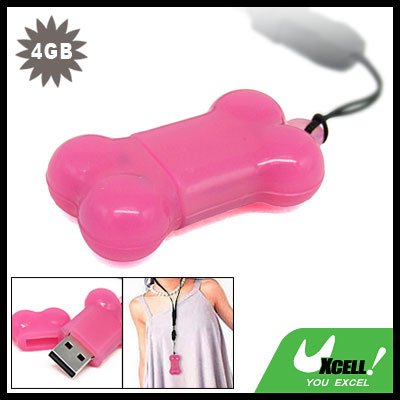 Bone Shaped USB 2.0 4GB Flash Driver w/ Neck Strap