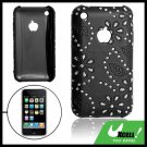 Plastic Case with Leather Cover Black for Apple iPhone 3G