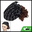 Stylish Girls Black Cap Hat Curly Brown Hair Piece Wig