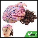 Girls Costume Brown Curly Wig Hairpiece Pink Cap Hat